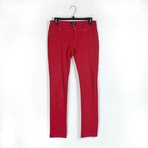 Low Rise Skinny Red Ponte Pants